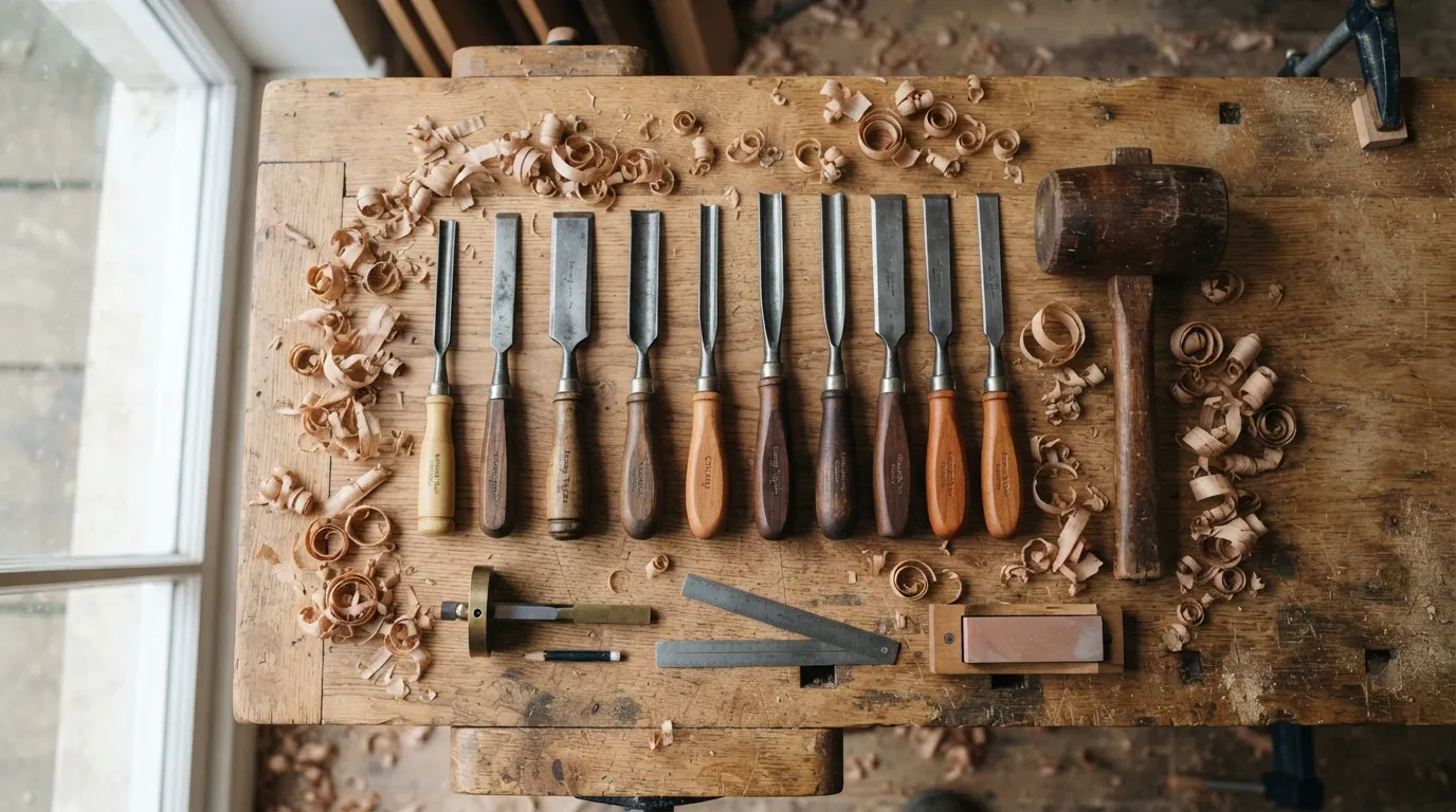 Outils d'artisan sur un établi